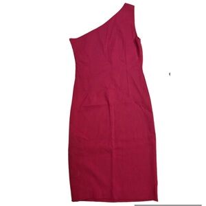 KORS Michael Kors One-Shoulder Dress in Berry Raspberry Magenta